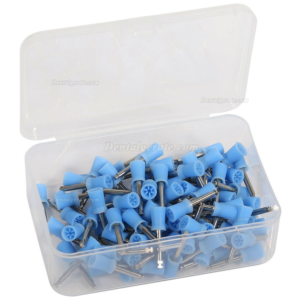 100St Zahnprophy-Cup Blauer Polierkopf , Polierb&uuml;rste aus Gummi